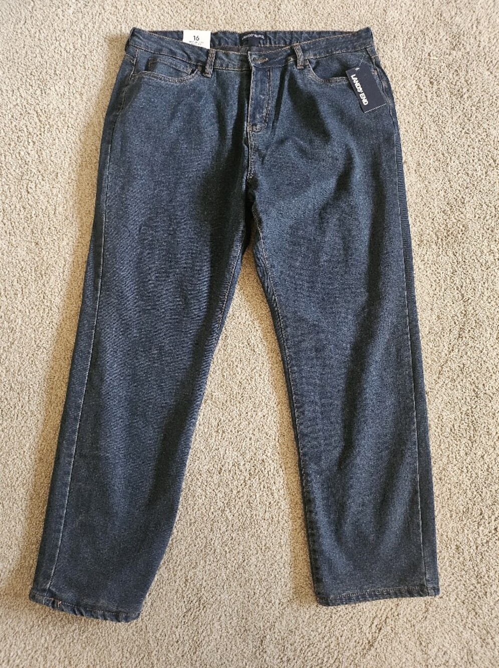 Lands End Jeans Womens 16 Straight Leg 5-Pocket Lined Denim Blue